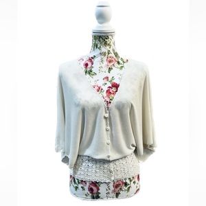 NWT Ann Taylor finely spun sweater top with crochet cinch waist Size S